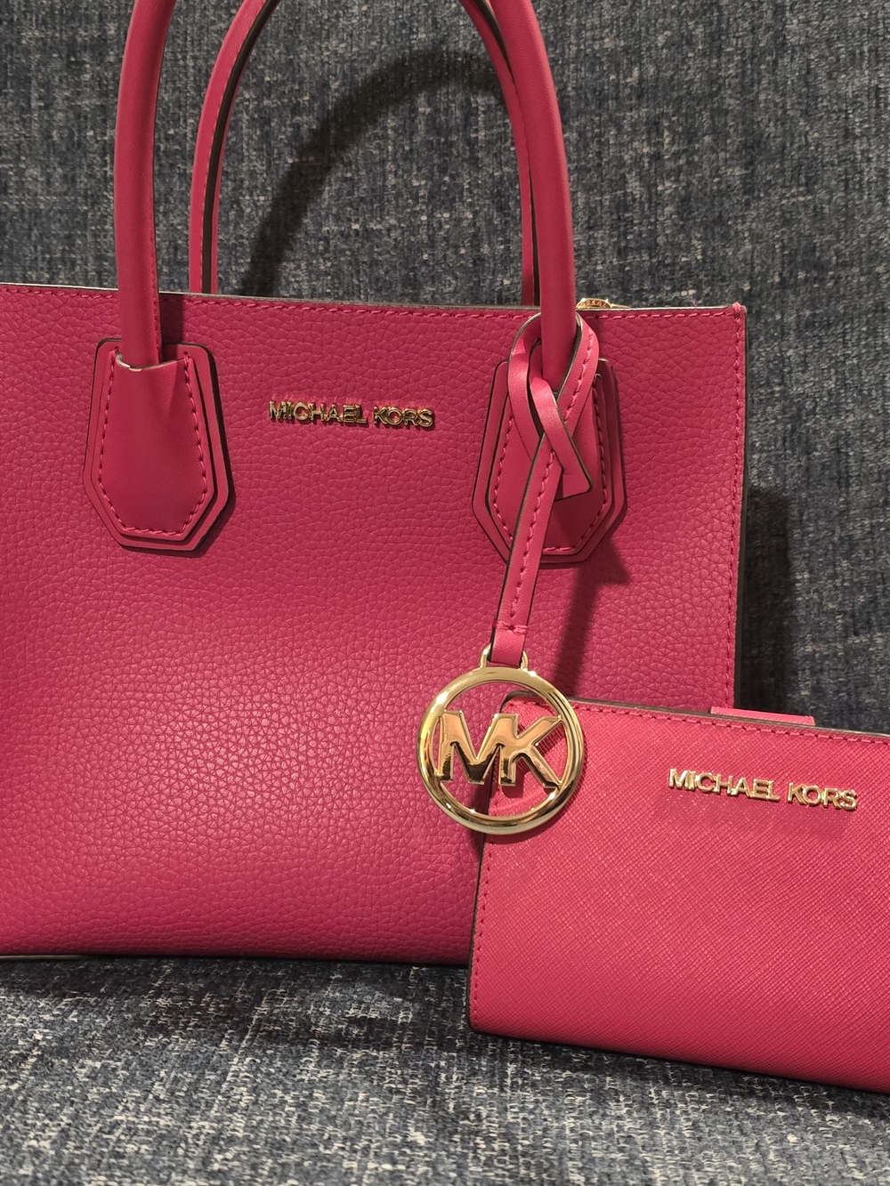 Michael Kors Hot Pink Leather Satchel with Matching Wallet